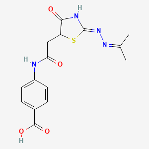 4-[({4-hydroxy-2-[(1-methylethylidene)hydrazono]-2,5-dihydro-1,3-thiazol-5-yl}acetyl)amino]benzoic acid