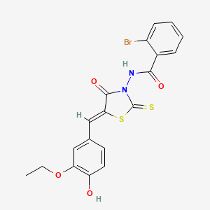 molecular formula C19H15BrN2O4S2 B5971129 2-bromo-N-[5-(3-ethoxy-4-hydroxybenzylidene)-4-oxo-2-thioxo-1,3-thiazolidin-3-yl]benzamide 