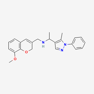 molecular formula C23H25N3O2 B5971137 N-[(8-methoxy-2H-chromen-3-yl)methyl]-1-(5-methyl-1-phenyl-1H-pyrazol-4-yl)ethanamine 