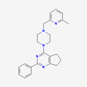 molecular formula C24H27N5 B5971152 4-{4-[(6-methyl-2-pyridinyl)methyl]-1-piperazinyl}-2-phenyl-6,7-dihydro-5H-cyclopenta[d]pyrimidine 
