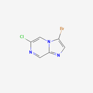 molecular formula C6H3BrClN3 B597116 3-溴-6-氯咪唑并[1,2-a]吡嗪 CAS No. 1214875-36-1