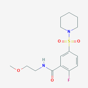 2-fluoro-N-(2-methoxyethyl)-5-(1-piperidinylsulfonyl)benzamide