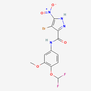 4-bromo-N-[4-(difluoromethoxy)-3-methoxyphenyl]-5-nitro-1H-pyrazole-3-carboxamide