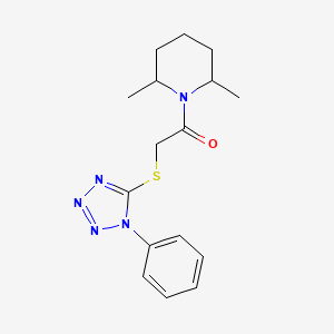 molecular formula C16H21N5OS B5971203 2,6-dimethyl-1-{[(1-phenyl-1H-tetrazol-5-yl)thio]acetyl}piperidine 