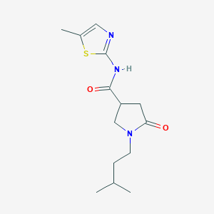 molecular formula C14H21N3O2S B5971217 1-(3-methylbutyl)-N-(5-methyl-1,3-thiazol-2-yl)-5-oxo-3-pyrrolidinecarboxamide 