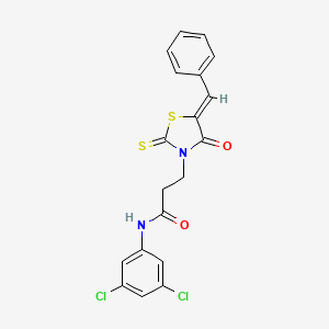 molecular formula C19H14Cl2N2O2S2 B5971220 3-(5-benzylidene-4-oxo-2-thioxo-1,3-thiazolidin-3-yl)-N-(3,5-dichlorophenyl)propanamide 
