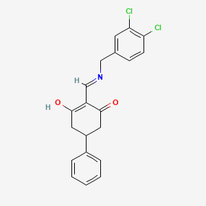 molecular formula C20H17Cl2NO2 B5971225 2-{[(3,4-dichlorobenzyl)amino]methylene}-5-phenyl-1,3-cyclohexanedione 