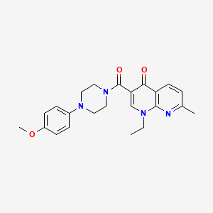molecular formula C23H26N4O3 B5971254 1-ethyl-3-{[4-(4-methoxyphenyl)-1-piperazinyl]carbonyl}-7-methyl-1,8-naphthyridin-4(1H)-one 