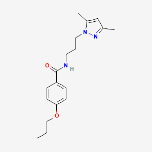 molecular formula C18H25N3O2 B5971262 N-[3-(3,5-dimethyl-1H-pyrazol-1-yl)propyl]-4-propoxybenzamide 