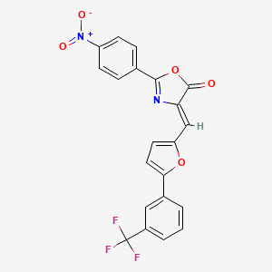 molecular formula C21H11F3N2O5 B5971284 2-(4-nitrophenyl)-4-({5-[3-(trifluoromethyl)phenyl]-2-furyl}methylene)-1,3-oxazol-5(4H)-one 