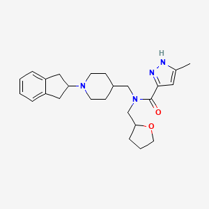 molecular formula C25H34N4O2 B5971304 N-{[1-(2,3-dihydro-1H-inden-2-yl)-4-piperidinyl]methyl}-5-methyl-N-(tetrahydro-2-furanylmethyl)-1H-pyrazole-3-carboxamide 