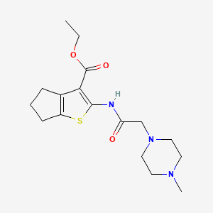molecular formula C17H25N3O3S B5971315 ethyl 2-{[(4-methyl-1-piperazinyl)acetyl]amino}-5,6-dihydro-4H-cyclopenta[b]thiophene-3-carboxylate 