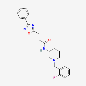 molecular formula C23H25FN4O2 B5971324 N-[1-(2-fluorobenzyl)-3-piperidinyl]-3-(3-phenyl-1,2,4-oxadiazol-5-yl)propanamide 