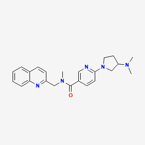 molecular formula C23H27N5O B5971397 6-[3-(dimethylamino)-1-pyrrolidinyl]-N-methyl-N-(2-quinolinylmethyl)nicotinamide 