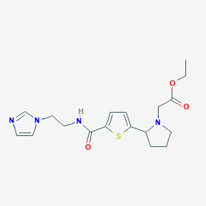 molecular formula C18H24N4O3S B5971448 ethyl {2-[5-({[2-(1H-imidazol-1-yl)ethyl]amino}carbonyl)-2-thienyl]-1-pyrrolidinyl}acetate 