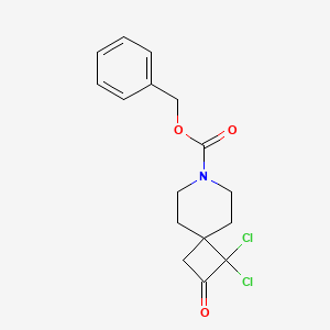 molecular formula C16H17Cl2NO3 B597146 Benzyl 1,1-dichloro-2-oxo-7-azaspiro[3.5]nonane-7-carboxylate CAS No. 147610-97-7