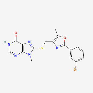 molecular formula C17H14BrN5O2S B5971466 8-({[2-(3-bromophenyl)-5-methyl-1,3-oxazol-4-yl]methyl}thio)-9-methyl-1,9-dihydro-6H-purin-6-one 
