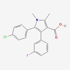 molecular formula C19H15ClINO2 B597149 5-(4-Chlorophenyl)-4-(3-iodophenyl)-1,2-dimethylpyrrole-3-carboxylic acid CAS No. 1305320-66-4