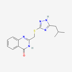 molecular formula C15H17N5OS B5971502 2-{[(5-isobutyl-4H-1,2,4-triazol-3-yl)thio]methyl}quinazolin-4(3H)-one 