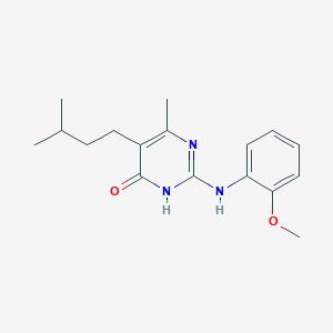 molecular formula C17H23N3O2 B5971516 2-[(2-methoxyphenyl)amino]-6-methyl-5-(3-methylbutyl)-4(3H)-pyrimidinone 
