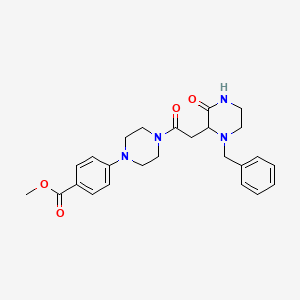 molecular formula C25H30N4O4 B5971543 methyl 4-{4-[(1-benzyl-3-oxo-2-piperazinyl)acetyl]-1-piperazinyl}benzoate 