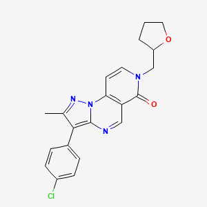 molecular formula C21H19ClN4O2 B5971583 3-(4-chlorophenyl)-2-methyl-7-(tetrahydro-2-furanylmethyl)pyrazolo[1,5-a]pyrido[3,4-e]pyrimidin-6(7H)-one 