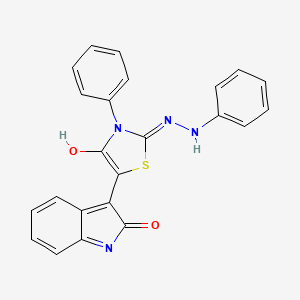 molecular formula C23H16N4O2S B5971590 5-(2-oxo-1,2-dihydro-3H-indol-3-ylidene)-3-phenyl-1,3-thiazolidine-2,4-dione 2-(phenylhydrazone) 