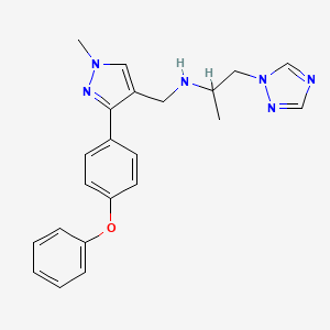 molecular formula C22H24N6O B5971614 N-{[1-methyl-3-(4-phenoxyphenyl)-1H-pyrazol-4-yl]methyl}-1-(1H-1,2,4-triazol-1-yl)-2-propanamine 