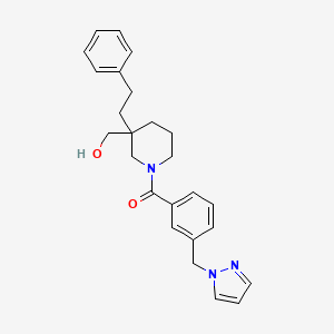 molecular formula C25H29N3O2 B5971628 {3-(2-phenylethyl)-1-[3-(1H-pyrazol-1-ylmethyl)benzoyl]-3-piperidinyl}methanol 