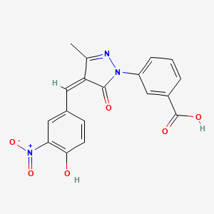 molecular formula C18H13N3O6 B5971635 3-[4-(4-hydroxy-3-nitrobenzylidene)-3-methyl-5-oxo-4,5-dihydro-1H-pyrazol-1-yl]benzoic acid 