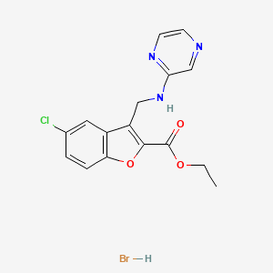 molecular formula C16H15BrClN3O3 B5971646 ethyl 5-chloro-3-[(2-pyrazinylamino)methyl]-1-benzofuran-2-carboxylate hydrobromide 