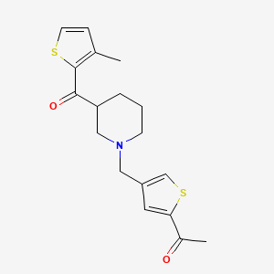 molecular formula C18H21NO2S2 B5971654 1-[4-({3-[(3-methyl-2-thienyl)carbonyl]-1-piperidinyl}methyl)-2-thienyl]ethanone 