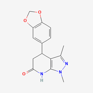 molecular formula C15H15N3O3 B5971669 4-(1,3-benzodioxol-5-yl)-1,3-dimethyl-1,4,5,7-tetrahydro-6H-pyrazolo[3,4-b]pyridin-6-one 