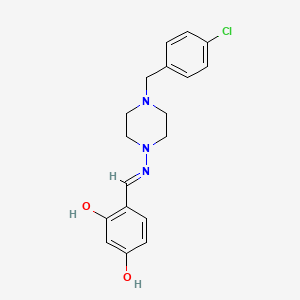 molecular formula C18H20ClN3O2 B5971695 4-({[4-(4-chlorobenzyl)-1-piperazinyl]imino}methyl)-1,3-benzenediol 