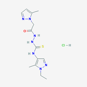 molecular formula C13H20ClN7OS B5971700 N-(1-ethyl-5-methyl-1H-pyrazol-4-yl)-2-[(5-methyl-1H-pyrazol-1-yl)acetyl]hydrazinecarbothioamide hydrochloride 