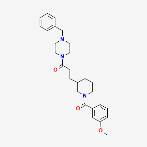 molecular formula C27H35N3O3 B5971711 1-benzyl-4-{3-[1-(3-methoxybenzoyl)-3-piperidinyl]propanoyl}piperazine 