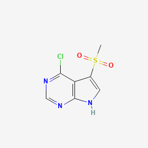 molecular formula C7H6ClN3O2S B597173 4-Chloro-5-(methylsulfonyl)-7H-pyrrolo[2,3-D]pyrimidine CAS No. 1363381-40-1