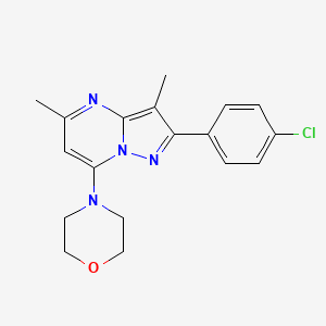 molecular formula C18H19ClN4O B5971766 2-(4-chlorophenyl)-3,5-dimethyl-7-(4-morpholinyl)pyrazolo[1,5-a]pyrimidine 