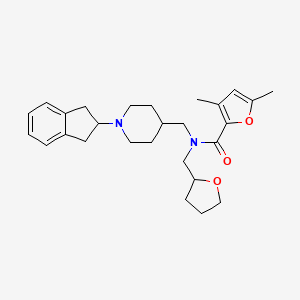 molecular formula C27H36N2O3 B5971782 N-{[1-(2,3-dihydro-1H-inden-2-yl)-4-piperidinyl]methyl}-3,5-dimethyl-N-(tetrahydro-2-furanylmethyl)-2-furamide 