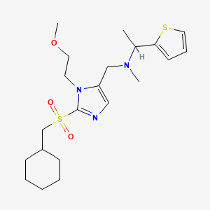 molecular formula C21H33N3O3S2 B5971811 N-{[2-[(cyclohexylmethyl)sulfonyl]-1-(2-methoxyethyl)-1H-imidazol-5-yl]methyl}-N-methyl-1-(2-thienyl)ethanamine 