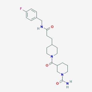 molecular formula C22H31FN4O3 B5971873 3-[(4-{3-[(4-fluorobenzyl)amino]-3-oxopropyl}-1-piperidinyl)carbonyl]-1-piperidinecarboxamide 