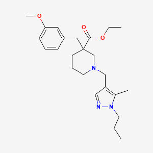 molecular formula C24H35N3O3 B5971915 ethyl 3-(3-methoxybenzyl)-1-[(5-methyl-1-propyl-1H-pyrazol-4-yl)methyl]-3-piperidinecarboxylate 