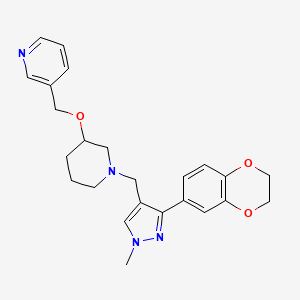 molecular formula C24H28N4O3 B5971921 3-{[(1-{[3-(2,3-dihydro-1,4-benzodioxin-6-yl)-1-methyl-1H-pyrazol-4-yl]methyl}-3-piperidinyl)oxy]methyl}pyridine 