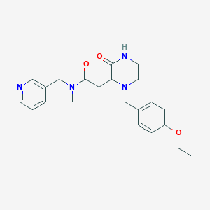 molecular formula C22H28N4O3 B5971960 2-[1-(4-ethoxybenzyl)-3-oxo-2-piperazinyl]-N-methyl-N-(3-pyridinylmethyl)acetamide 