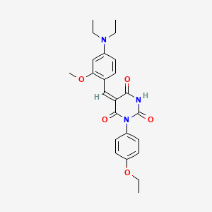 molecular formula C24H27N3O5 B5971974 5-[4-(diethylamino)-2-methoxybenzylidene]-1-(4-ethoxyphenyl)-2,4,6(1H,3H,5H)-pyrimidinetrione 