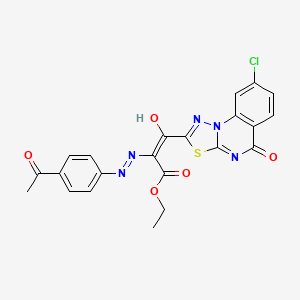 ethyl 2-[(4-acetylphenyl)hydrazono]-3-(8-chloro-5-oxo-5H-[1,3,4]thiadiazolo[3,2-a]quinazolin-2-yl)-3-oxopropanoate