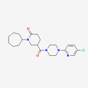 molecular formula C22H31ClN4O2 B5971998 5-{[4-(5-chloro-2-pyridinyl)-1-piperazinyl]carbonyl}-1-cycloheptyl-2-piperidinone 