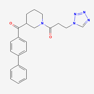molecular formula C22H23N5O2 B5972002 4-biphenylyl{1-[3-(1H-tetrazol-1-yl)propanoyl]-3-piperidinyl}methanone 