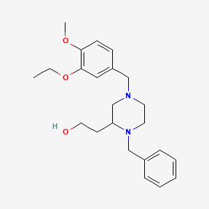 molecular formula C23H32N2O3 B5972009 2-[1-benzyl-4-(3-ethoxy-4-methoxybenzyl)-2-piperazinyl]ethanol 