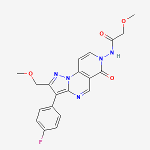 molecular formula C20H18FN5O4 B5972034 N-[3-(4-fluorophenyl)-2-(methoxymethyl)-6-oxopyrazolo[1,5-a]pyrido[3,4-e]pyrimidin-7(6H)-yl]-2-methoxyacetamide 